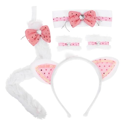 NIYANGLE 1 Satz Fuchs Stirnband Set Hautpflege-stirnband Süß Stirnband Und Armbänder Zum Waschen Des Gesichts Hautpflege-armbänder Gesichtshandgelenkswaschband Stoff Weiß von NIYANGLE