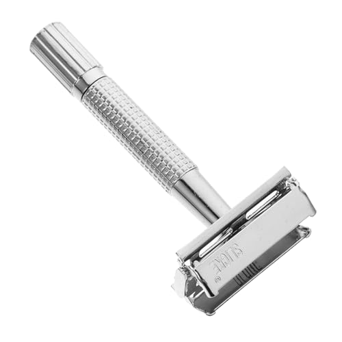 NIYANGLE 1 Satz Haarentferner Rasierer Rasierhobelgriff Doppelseitiger Rasierer Gesichtsrasierer Vintage Rasiermesser zweischneidiger Rasierer Herren Bartschneider Edelstahl Silber von NIYANGLE