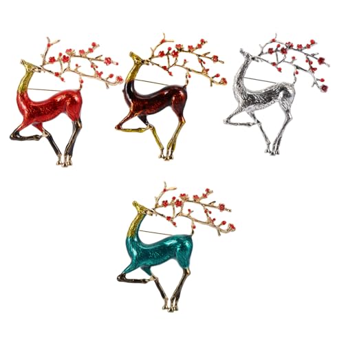 NIYANGLE 1 Satz Legierungsbrüste Weihnachtsbrosche Rentier-broschen Groß Dekorativ Magnolie Stift Weihnachtsdeko Brustnadeldekor Hirsch Corsage Stellnadel Legierungsmaterial 4 Stück von NIYANGLE