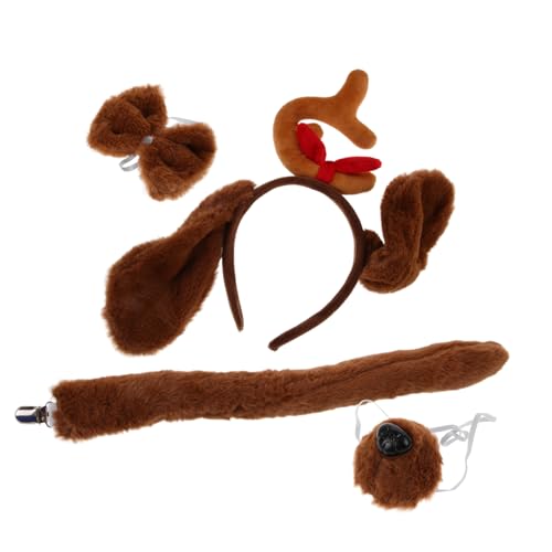 NIYANGLE 1 Satz Tierkostüm Set mit Ohren Haarreif und Fliege für Karneval Halloween und Cosplay Kreative und Niedliche Tierverkleidung für Besondere Anlässe von NIYANGLE