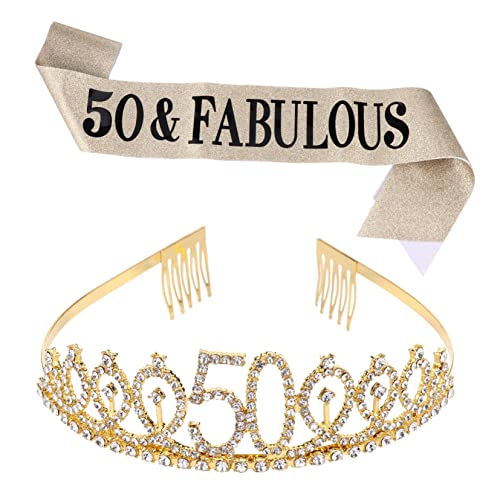 NIYANGLE 1satz Krone Und Schärpe Für Geburtstagsfeiern Goldene Dekoration Für Langlebige Für Unvergessliche Geburtstagsfeiern von NIYANGLE