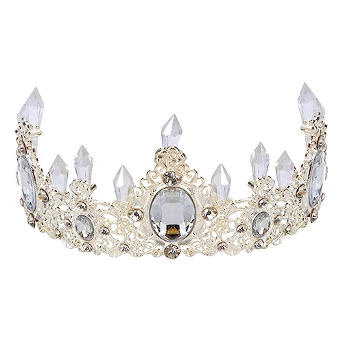 NIYANGLE 1 Stück Brautkronschmuck Braut Tiara Hochzeit Brautjungfer Kopfschmuck Für Die Braut Kuchenkronendekoration Braut Haar Kuchen Tiara Topper Silver Strasssteine von NIYANGLE