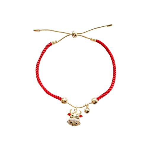 NIYANGLE 1stück Rotes Armband Mit Kuhdesign Handgefertigte Festival-bangle Für Neujahrsgeschenke Dekorativer Armschmuck Für Damen Und Herren Geeignet Für Partys Und Feiern von NIYANGLE