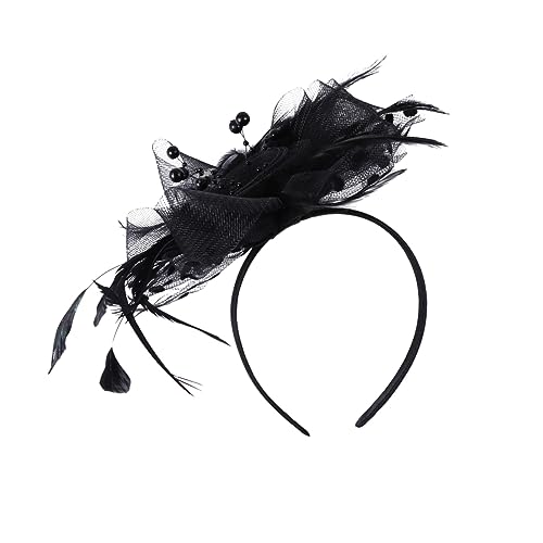 NIYANGLE 1stück Vintage Haarband Mit Netz-design Für Hochzeiten Und Partys Eleganter Haarschmuck Mit Blumenmotiv Als Foto-requisite Schwarz von NIYANGLE