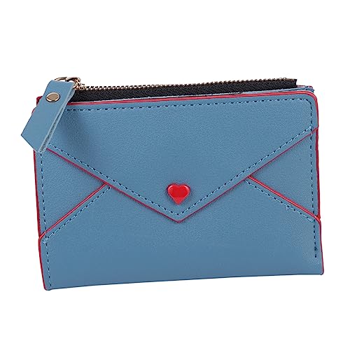 NIYANGLE 1 Stück Geldbörse Trendy Geldbeutel für Mädchen schlank scheckkarten-etui damenbörse portmonee mini geldmappe cardholder geldborse Brieftasche Bunte Portemonnaie zum Wechseln Blue von NIYANGLE