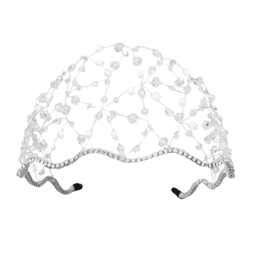 NIYANGLE 1 Stück Kopfnetz Haarzubehör Mädchen Braut Haarschmuck Stirnband Hochzeit Braut- Mesh-strass-stirnband Haarschmuck Für Die Braut Braut Kopfbedeckung Silber Strasssteine von NIYANGLE