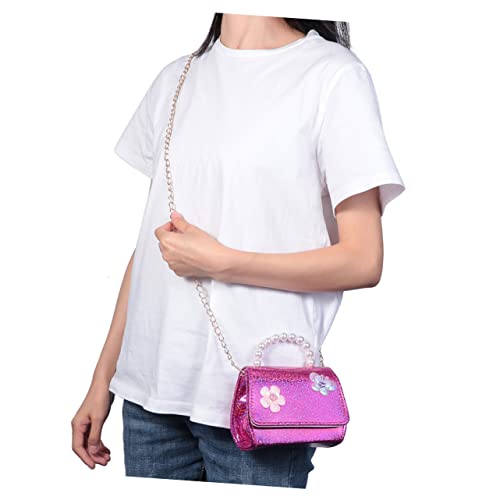 NIYANGLE 1stück Mini Handbag Für Mädchen Rote Umhängetasche Mit Blumenmuster Abnehmbarer Schultergurt Große Kapazität Für Schmuck Und Snacks Elegant Und Leicht Zu Tragen von NIYANGLE