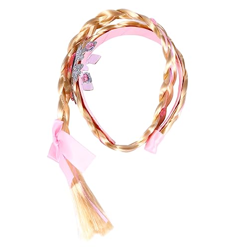 NIYANGLE Langes Haarteil Für Mädchen Lange Anziehperücken Cosplay-perücken Geflochtene Perücken Leicht Und Sicher Rosa Riemendesign Angenehm Zu Tragen von NIYANGLE