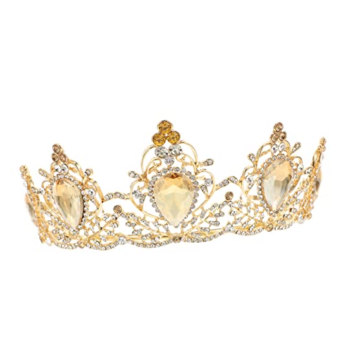 NIYANGLE 1 Stück Retro Hochzeit Braut Glänzende Krone Für Mädchen Brautkronen Vintage Prinzessin Tiara Und Tiara Haarschmuck Für Frauen Vintage Haarschmuck Legierung Golden von NIYANGLE