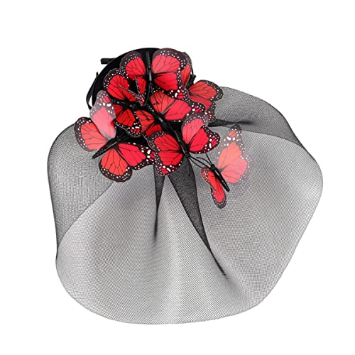 NIYANGLE 1 Stück Stylisches Haarband für Mädchen Dekorativer Haarschmuck aus Feinem Netz für Partys und Alltag Schwarz Rot von NIYANGLE