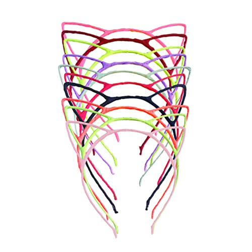 NIYANGLE 10 Stück Katzenohren Haarreif Farbige Haarbänder für Party und Alltagsfrisuren Verstellbar und Bequem für Damen und Mädchen für Kostümpartys und Feiern Zufällige von NIYANGLE