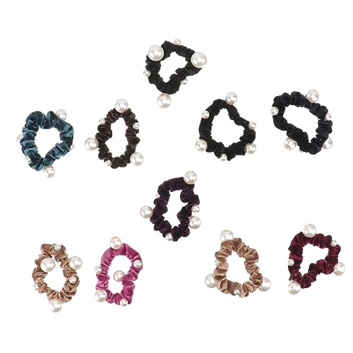 NIYANGLE 10 Stück Perlenkopfschmuck Haarring Kopfschmuck Haarbindungen Haarbänder Haargummi Aus Flanell Stretch-haargummi Mädchen Haarkrawatte Perlhaarbindungen Elastische Haarkrawatte von NIYANGLE