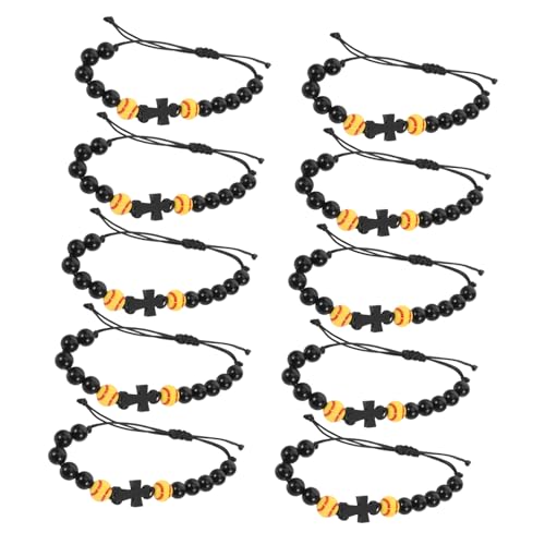NIYANGLE 10stücke Softball-sportarmbänder Für Junge Mädchen Geflochtenes Armband Baseball-spirit-perlen Sportler-kreuz-armband Religiöses Für Teenager Jungen Und Mädchen von NIYANGLE