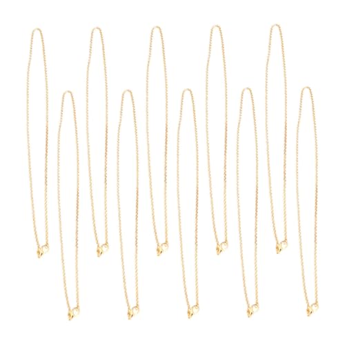 NIYANGLE 10 Stück Teiliges Lange Vintage Halsketten mit Metallkette und Robustem Karabinerverschluss Leichte Damen Pulloverkette Eleganter Modeschmuck für Frauen Goldfarben für DIY von NIYANGLE