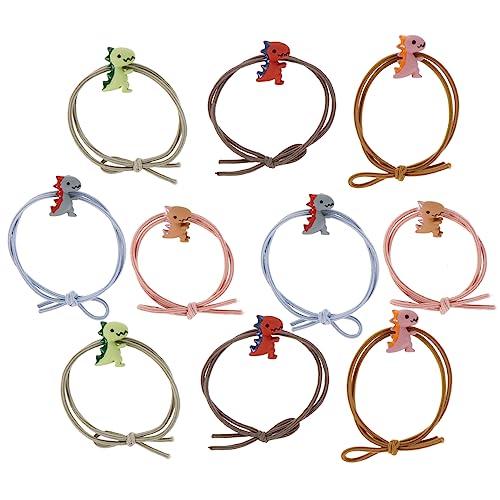 NIYANGLE 10 Stück Teiliges Set Cartoon Dinosaurier Haargummis für Mädchen Elastische Zopfbänder mit Niedlichem Design Haaraccessoire für von NIYANGLE