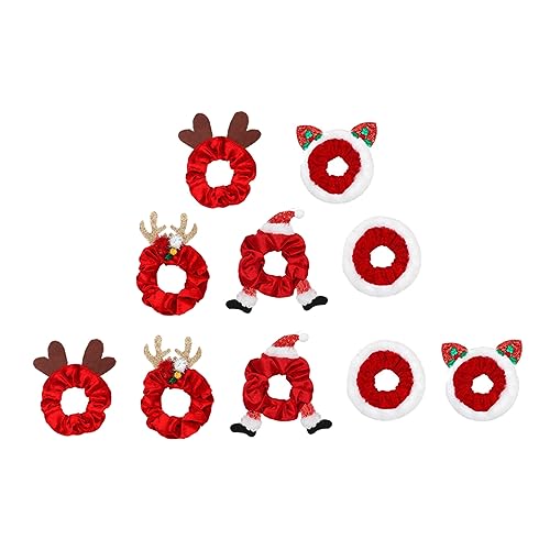 NIYANGLE 10 Stück Teiliges Weihnachts Haargummi für Damen Elastische Weiche Scrunchies in Traditionellen Farben Komfortabel Langlebig für Partys Festlichen Haarschmuck und Ponytail Halter von NIYANGLE