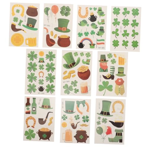 NIYANGLE 10stücke Junge Mädchen Shamrock Gesichtssticker Für Patrick's Day Temporäre Aufkleber Für Partys Bühnenaufführungen Und Spielvergnügen von NIYANGLE
