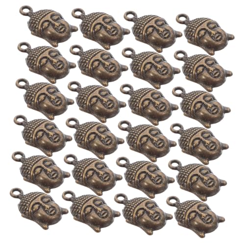 NIYANGLE 100 Stück Vintage Buddha Kopf Charms Metalllegierung mit Vorgebohrten Löchern für DIY Schmuckherstellung Tibetischer Anhänger für Armbänder Schlüsselanhänger und Bastelprojekte von NIYANGLE