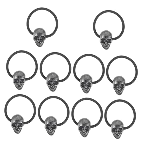 NIYANGLE 10stücke Gothic Skull Haargummis Für Mädchen Halloween Haarbänder Kreative Haarschmuck Mit Einzigartigem Design Für Alltag Und Feste von NIYANGLE