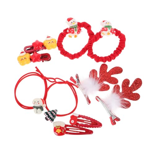 NIYANGLE 10stücke Teiliges Set Weihnachts-haarschmuck Mit Rentiergeweih-haarspangen Schneeflocken-haarclips Und Roten Haargummis Für Festliche Anlässe Und Partys Für Mädchen Und Damen von NIYANGLE