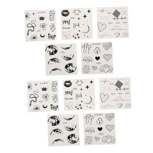 NIYANGLE 10stücke Wasserdichte Tattoos Aufkleber Temporäre Tattoos Für Erwachsene Kreative Körperkunst Für Partys Strand Und Praktische Dekoration Für Event von NIYANGLE