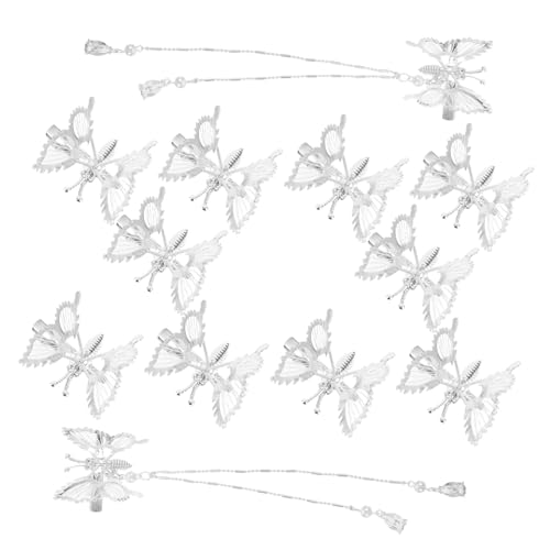 NIYANGLE 12 Stück Dynamische Schmetterlingshaarnadel Simulation Schmetterlingsclip Haarschmuck mit Schmetterlingsquasten Haarschmuck zur Hochzeit Haarnadeln für Mädchen Metall Silber von NIYANGLE