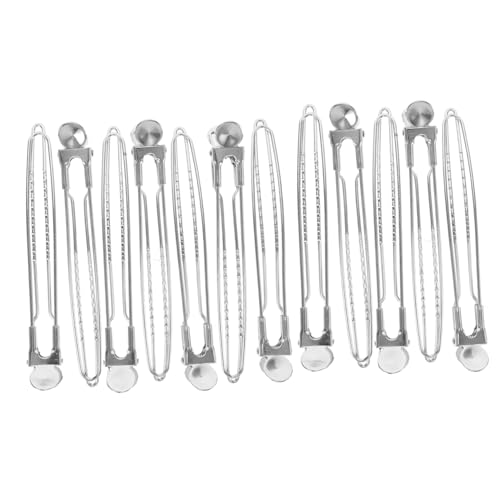 NIYANGLE 12 Stück Haarklammer klein Griff Klaue Mini Friseur Ente Haarspange Haarspangen Alligator Alligator-Haarspange Mädchen Haarzubehör Rostfreier Stahl Silver von NIYANGLE