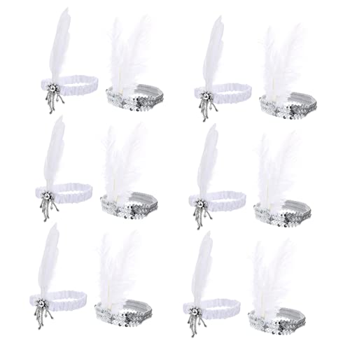 NIYANGLE 12stücke Glitzernde Kopfband Festivals Und Partys Haaraccessoires Mit Federn Und Perlen Dekorative Stirnbänder Für von NIYANGLE