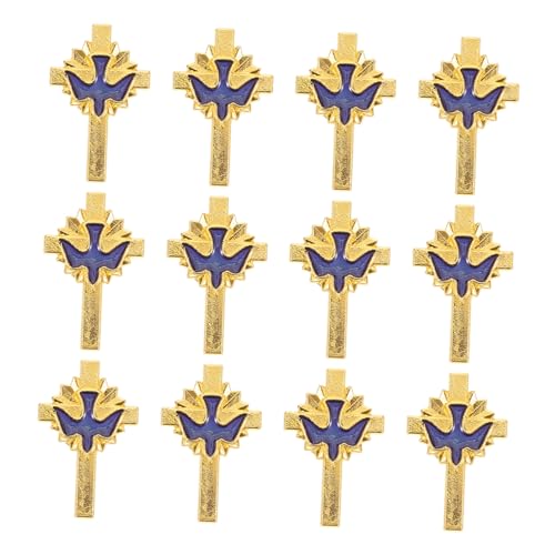 NIYANGLE 12stücke Friedenstauben-anhänger Mit Kreuz Religiöse Broschen Aus Legierung Tauben-kleiderbrosche Kreuz-hutnadeln Für Brust Rucksack Kleidung Tasche Hut Inspirierende von NIYANGLE