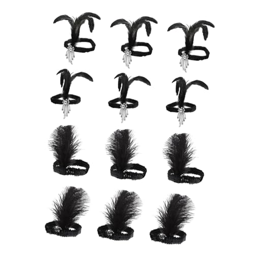 NIYANGLE 12stücke Flapper Haarband Mit Pailletten Und Federn Für Partys Und Kostüme Haarschmuck-accessoires Für Damen Und Mädchen von NIYANGLE