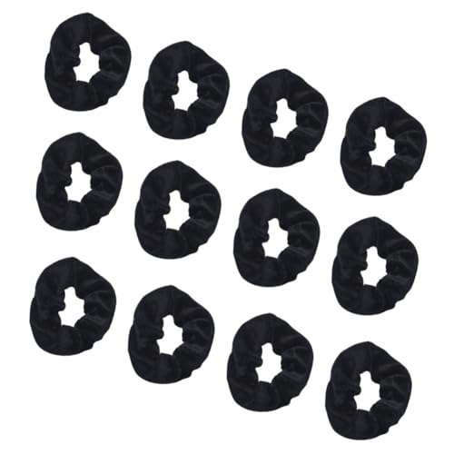 NIYANGLE 12 Stück Teiliges Haargummi aus Weichem Flanell Elastische Haarschleifen für Frauen und Mädchen Dekorative Schwarze Haarbänder Vielseitige Haarschmuck Accessoires für Alltag und von NIYANGLE