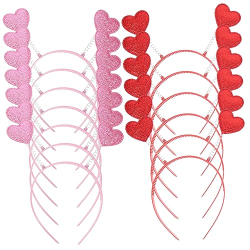 NIYANGLE 12 Stück Teiliges Herz Stirnbänder Farbige Funkelnde Kopfbedeckung für Mädchen Geeignet für Valentinstag Partys und Feiertage Lustiger Haarschmuck für Altersgruppen von NIYANGLE