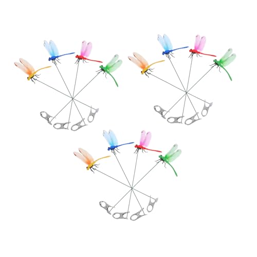 NIYANGLE 12stücke Künstliche Libellenstange Für Draußen Mit Bunten Libellenklammern Libellenstange-clip Und Ornamenten Für Gartendekorationen Realistische Libellenklammer Für Hut Und von NIYANGLE