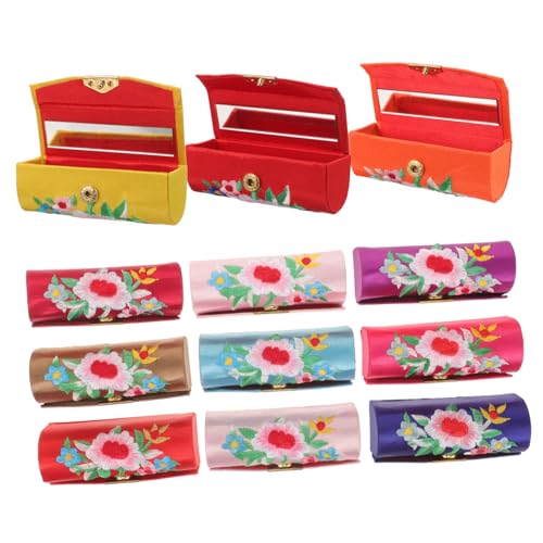 NIYANGLE 12 Stück Teiliges Lippenstifthülsen mit Besticktem Satin Tragbarer Lippenstiftbehälter Kompakt Kratzfest Vielseitig für Kosmetik und Kleinteileaufbewahrung für Damen von NIYANGLE