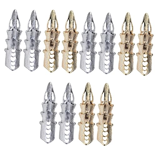 NIYANGLE 12 Stück Teiliges Punk Vintage Gelenkring für Damen Verstellbare Metall Fingerringe Gold und Silber Auffälliger Statement Schmuck für Cosplay Partys und Alltag von NIYANGLE