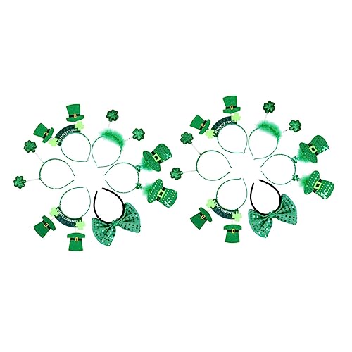 NIYANGLE 12 Stück Teiliges Shamrock Stirnband für Erwachsene Langlebige Grüne Kleeblatt Haarbänder mit Schaumstoff Kopfbedeckung für Patricks Day Karneval Kostüm und Festtagsdeko von NIYANGLE