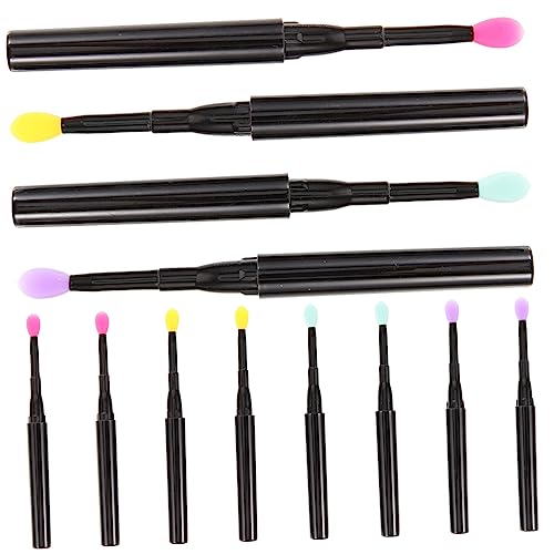 NIYANGLE 12 Stück Teiliges Silikon Lippenpinsel mit Abdeckung für Make Up Lidschatten und Lippenpflege Leicht zu Transportieren und Professionell Anwendbar von NIYANGLE