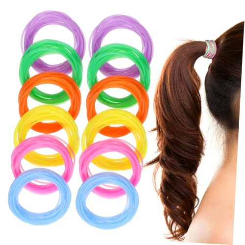 NIYANGLE 120stücke Dehnbarer Silikon-gelee-armbänder Als Haargummis Für Frauen Bunt Neon-accessoires Für Partys Dunkeln Leuchtender Schmuck Für Junge Mädchen von NIYANGLE
