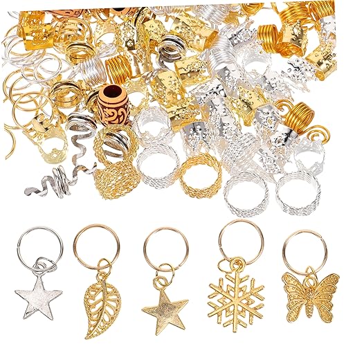 NIYANGLE 146 Stück Teiliges Haarschmuck für Zöpfe Metallische Dreadlock Ringe Clips für Damen Dekorative Haaraccessoires für Verschiedene Anlässe Einfach zu Verwenden Wiederverwendbar von NIYANGLE