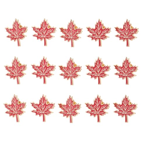 NIYANGLE 15 Stück Ahornblatt -fahne Brosche Kanadischer Ahornblattstift Rucksack-stifte Stifte Für Taschen Herbst Broschen Schmuck Herbstblatt Brosche Ahornblatt-schmuck Legierung Rot von NIYANGLE