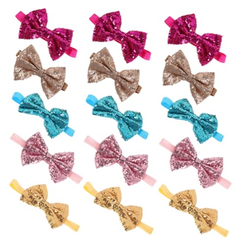NIYANGLE 15 Stück Teiliges Stirnband mit Eleganten Pailletten Schleifen Elastische Haargummis für Neugeborene und Kleinkinder Vielseitiger Haarschmuck für Mädchen Geschenkset für Taufe und von NIYANGLE