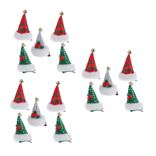 NIYANGLE 15 Stück Teiliges Weihnachtsmützen Haarklammern mit Glöckchen Pailletten Haarspangen Rot Grün Silber Festlicher Kopfschmuck für Mädchen Weihnachtsdeko von NIYANGLE