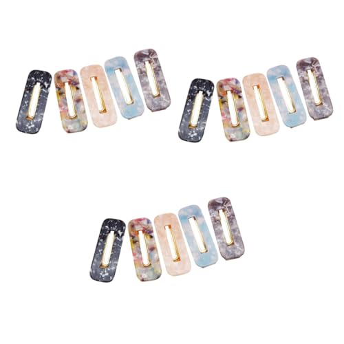 NIYANGLE 15 Teiliges Acryl Marmor Haarspangen Quadratische Haarklammern in Blau Schwarz und Bunt Fester Sitz Eleganter Haarschmuck für Damen Frauen und Mädchen Vielseitig Kombinierbar von NIYANGLE