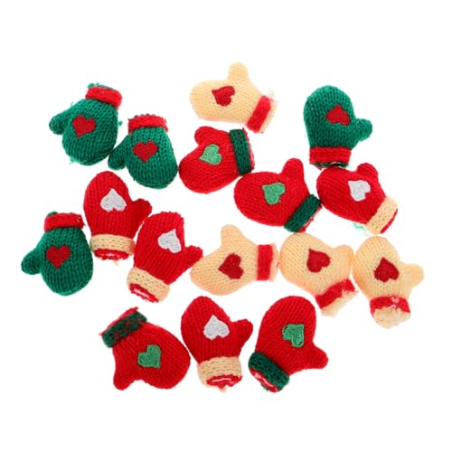 NIYANGLE 16 Stück Mini Strickhandschuhe Teiliges Diy Miniatur Weihnachtsdekor Handgemachte Fleece Handschuhe für Puppen Bastelprojekte und Kreative von NIYANGLE