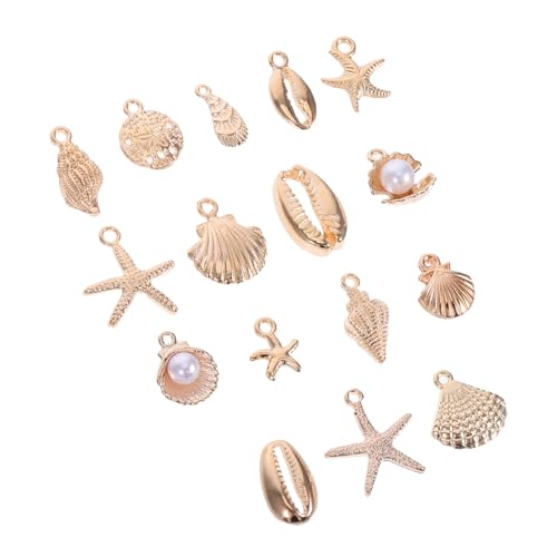 NIYANGLE 16 Stück Teiliges Schmuckset Anhänger Langlebiger Legierung Minimalistische Muschel und Seesterncharms Vielseitig für Damen für Strandurlaub Partys und Diy Schmuckgestaltung von NIYANGLE
