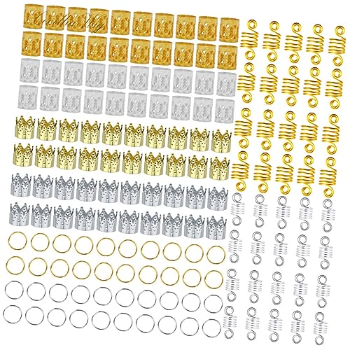 NIYANGLE 160 Stück Haarschmuck Ringe für Zöpfe Dreadlock Accessoires mit Verschiedenen Designs Einfach Stylings für Besondere Anlässe von NIYANGLE