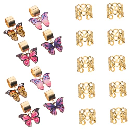 NIYANGLE 18 Stück Schmetterlings Dreadlock Manschetten Zopfclips für Haare Haarzubehör für Langlebige Accessoires Haarschmuck für Dreadlocks und Geflochtene Frisuren von NIYANGLE