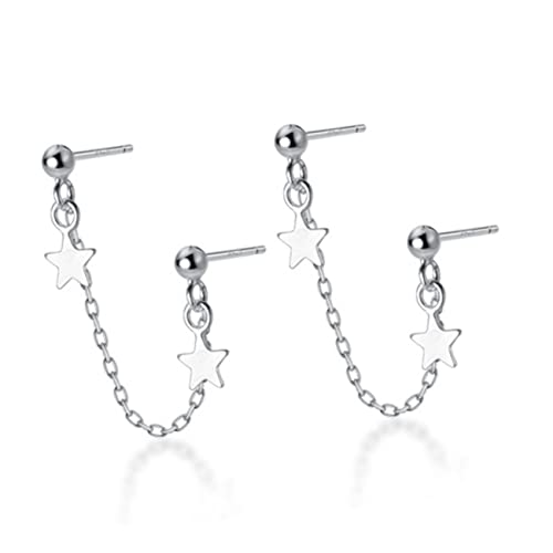 NIYANGLE Doppel-piercing Ohrringe Mit Stern Silber Elegantes Design Für Damen Hängende Ohrstecker Mit Kette Für Jeden Anlass Und Alltag von NIYANGLE