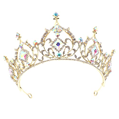 NIYANGLE 1Pc Kristall Krone Tiara Braut Kronen Königin Mädchen Party Frauen Prinzessin Braut Festzug Abschlussball Quinceanera Strass Hochzeit Ab Kopfschmuck Die Krone Rosa Legierung von NIYANGLE