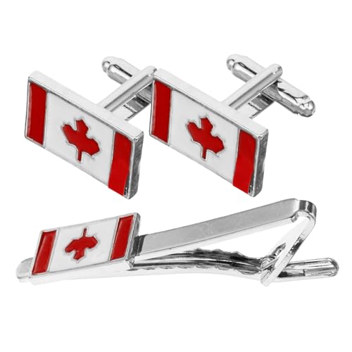 NIYANGLE Manschettenknöpfe Und Krawattenklammern Set Metall Krawattenclip Mit Flagge Muster Anzug Kleidung Verschluss Für Herren von NIYANGLE